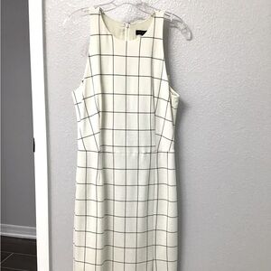 Poly knit column dress with slight knee split